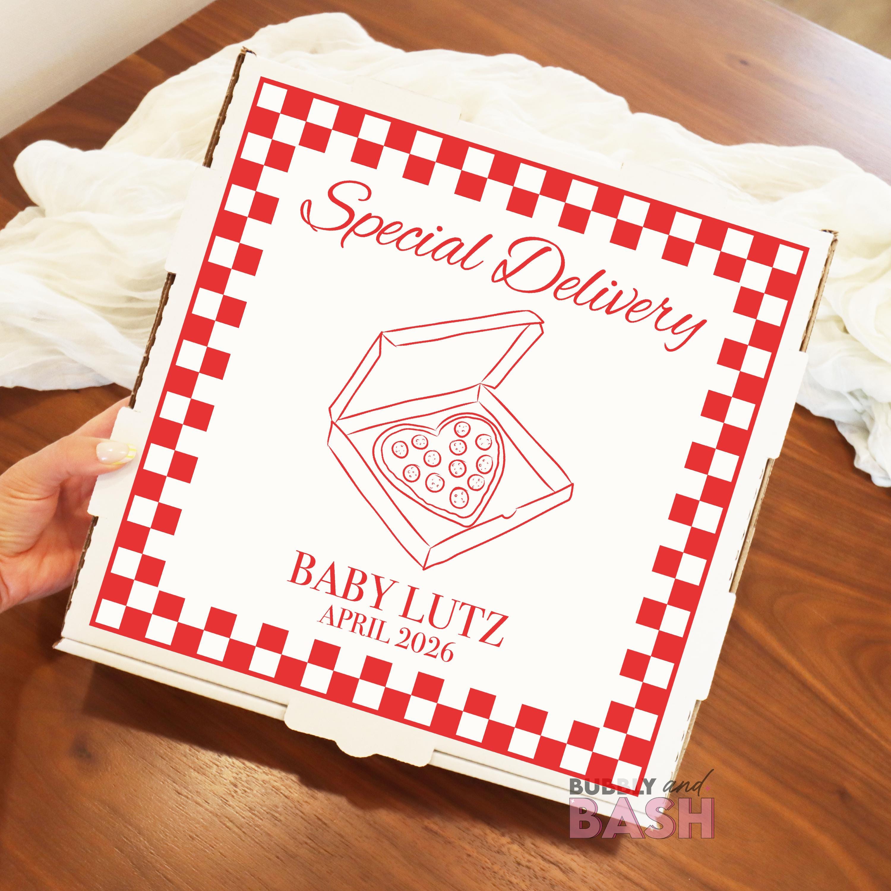 Pregnancy Announcement Pizza Box Labels Baby Shower Pizza Box