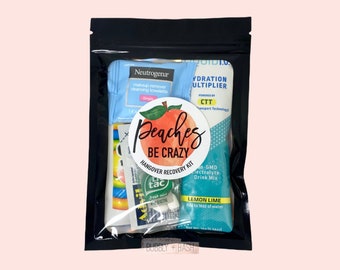 Peaches Be Crazy Hangover Kit Bag | Bachelorette Hangover Kit | Hangover Recovery Kit | Bachelorette Party Favors | Savannah Georgia