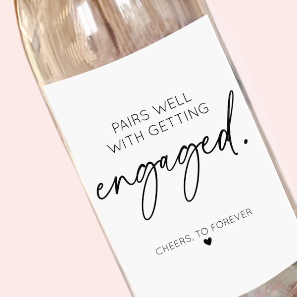 Engagement Wine LabeL Pairs Well With Engaged Wine Label Engagement Gift Engagement Gift For Couple Bride To Be Gift Engagement BB024