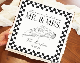 Wedding Pizza Box Labels Raise A Slice Wedding Pizza Sticker Wedding Pizza Box Personalized Custom Pizza Box Pizza Party Night Before BB1655