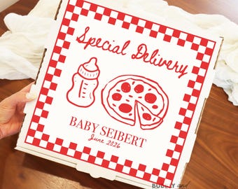 Pizza Baby Shower Pizza Box Labels Special Delivery Pizza Sticker Baby Shower Pizza Box Personalized Custom Pizza Box Party Boxes BB1663