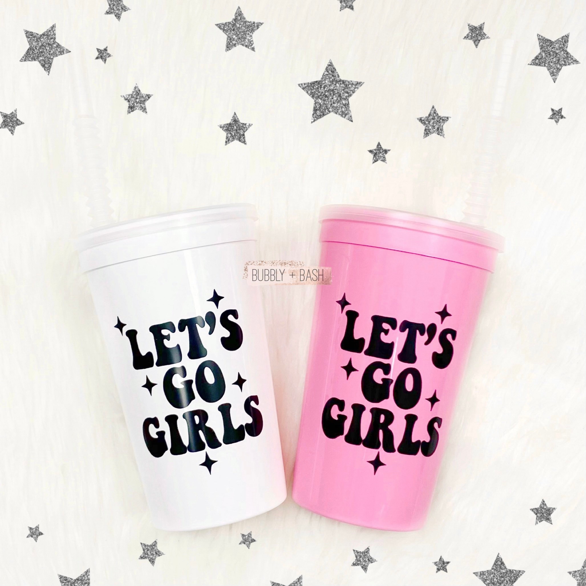 Lets Go Girls Cups Disco Bachelorette Party Cups Space Etsy