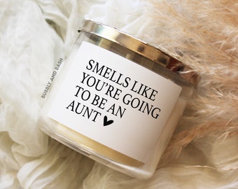 Pregnancy Baby Announcement Candle Label Gift For Aunt Aunties Smells Like You're Going To Be An Aunt Candle Label Funny Announcement BB508