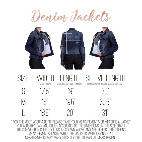 Denim Jacket Size Chart