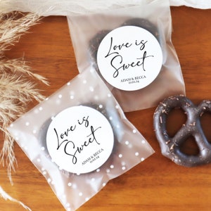 Wedding Cookie Favor Stickers And Bags Empty Love Is Sweet Stickers Candy Wedding Favor Wedding Welcome Bag Gift Sweets Stickers image 2