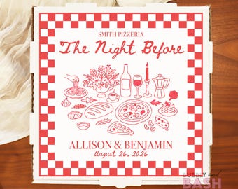 Night Before Wedding Pizza Box Labels That’s Amore Wedding Pizza Sticker Wedding Pizza Box Personalized Custom Pizza Box Pizza Party BB1605