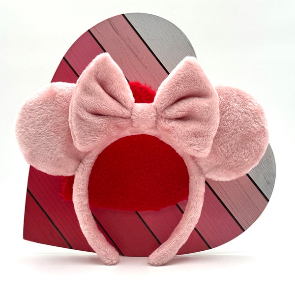 Minky Pink Disney ears, Disney Ears, light pink ears, Disney Holiday Headband, Mickey Minnie Mouse.  Minnie ears. Plush Disney Ears.