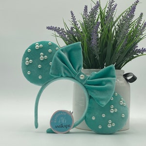 Mickey and co ears, Disney Ears, Aqua velvet ears, Disney Ears Headband, Mickey Minnie Mouse, Aqua Minnie ears, Velvet Disney Ears.