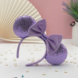 Lila Disney sequin ears, Minnie sequin ears, Disney Ears Headband anniversary, Sequin ears, Mickey ears, Lila ears.