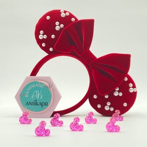 Red Disney ears, Disney Ears, Red velvet ears, Disney Ears Headband, Valentine&#39;s Day disney ears, Red Minnie ears, Velvet Disney Ears.