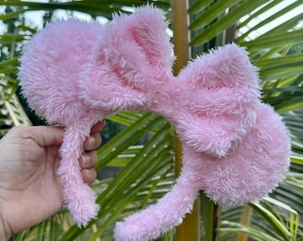 Sherpa Pink Disney ears, Disney Ears, Pink ears, Disney Holiday Headband, Mickey Minnie Mouse. Minnie ears. Plush Disney Ears.