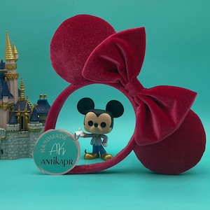 Hot pink Disney ears, Disney Ears, Pink velvet ears, Disney Holiday Headband, Mickey Minnie Mouse ears, Minnie ears, velvet Disney Ears.