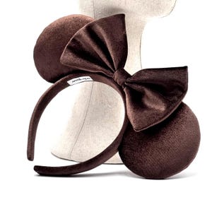 Brown Disney ears, Disney Ears, Brown velvet ears, Disney Ears Headband, Mickey Minnie Mouse, Pink Minnie ears, Velvet Disney Ears.