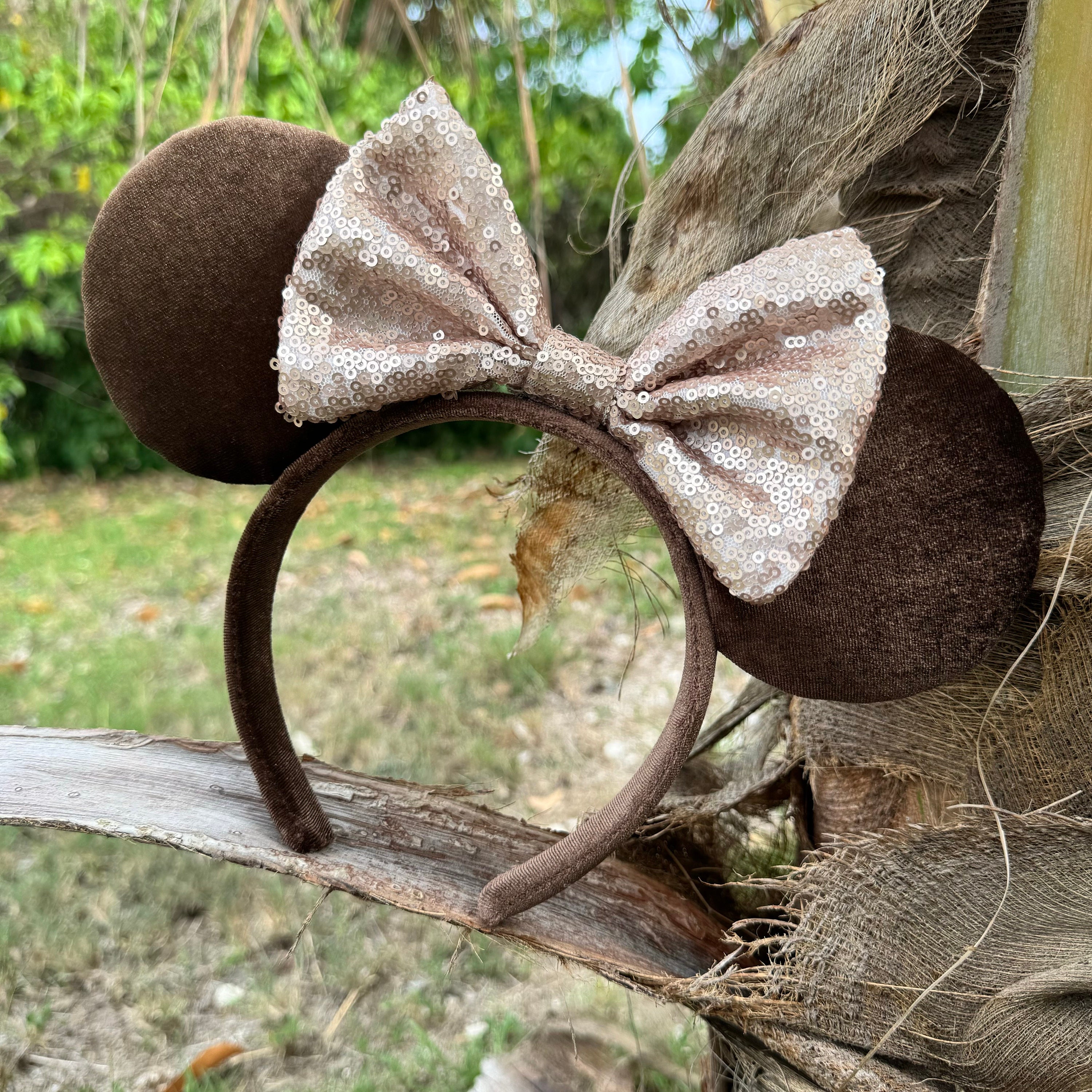 Brown Disney Ears, Brown Velvet Ears, Sequin Disney Ears  display picture 3