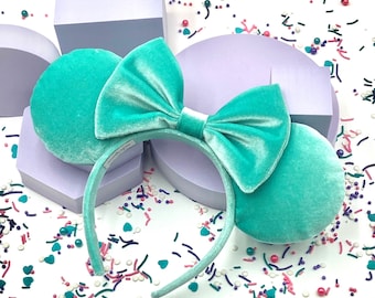 Mickey and co ears, Disney Ears, Aqua velvet ears, Disney Ears Headband, Mickey Minnie Mouse, Aqua Minnie ears, Velvet Disney Ears.