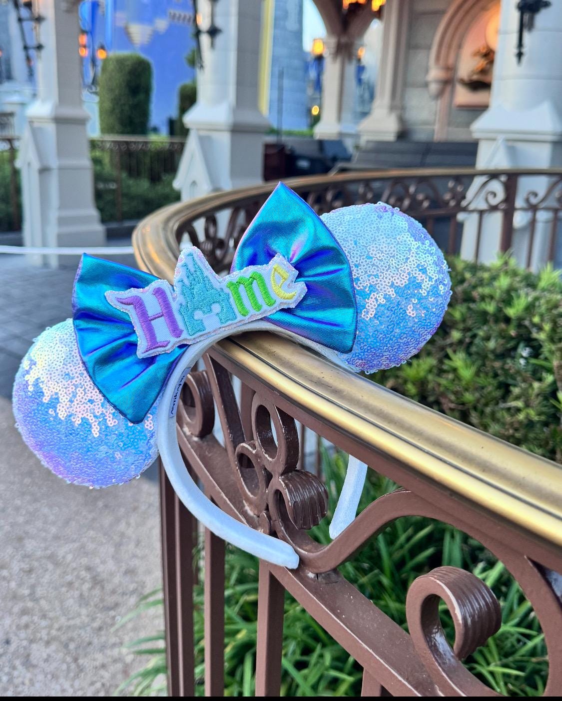 Disney Aqua and Purple Sequin Ears Headband Disney Minnie Ear Headband - Teal and Purple Sequin main image 2
