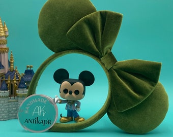 Oreilles Disney vert olive foncé, oreilles bandeau vert, oreilles Disney olive.