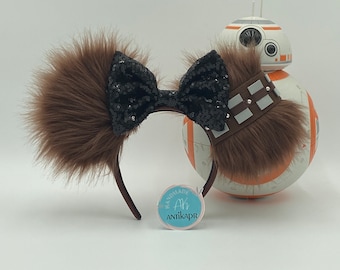 Disney ears Chewbacca, Chewy Disney ears, Chewbacca ears Star Wars, Chewbacca Headbands, Brown ears.