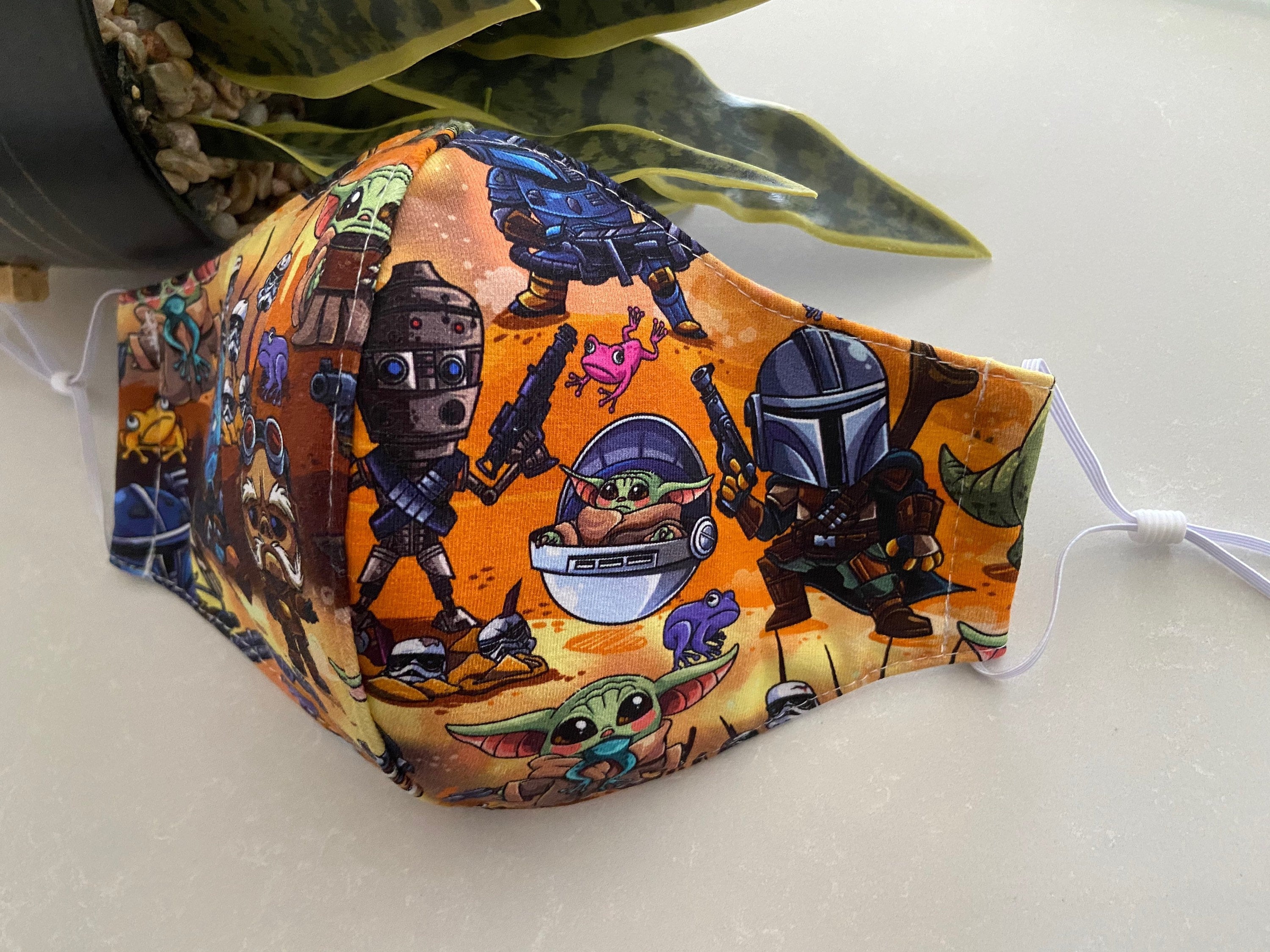 Baby Grogu, Baby Yoda, Mandalorian Face Mask, Washable Cotton Lycra f…