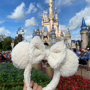 Sherpa Cream Disney ears, Disney Ears, Cream ears, Disney Holiday Headband, Mickey Minnie Mouse. Black Minnie ears. Plush Disney Ears.