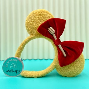 Winnie the Pooh Disney ears, Disney Ears, Minky ears, Disney Holiday Headband, Mickey Minnie Mouse. Yellow Minnie ears. Plush Disney Ears.