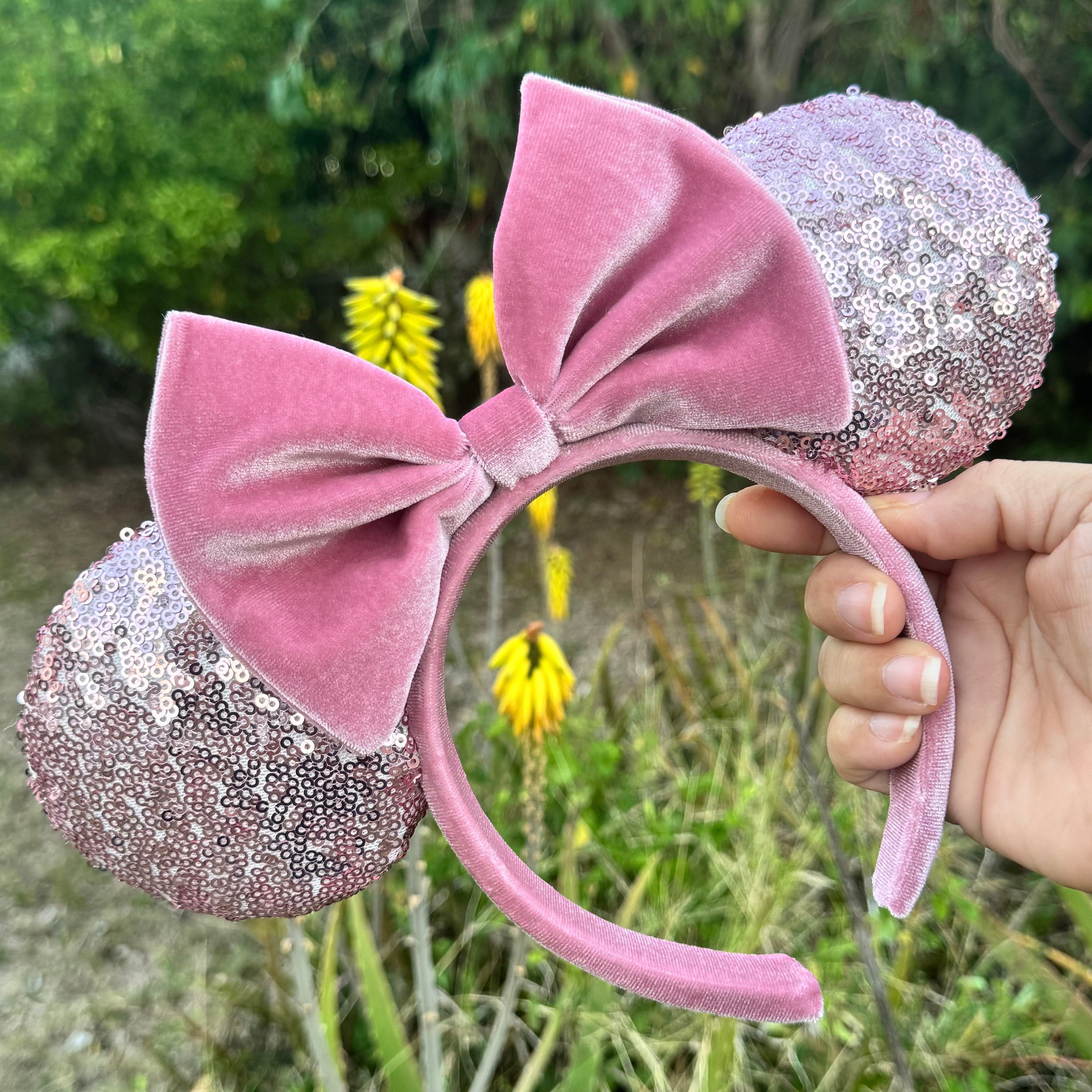 Disney Minnie Mouse Ears Pink puffy sequin ears baby pink light pink Minnie ears Disney Ears Headband - Minnie Mouse - Pastel Pink main image 2