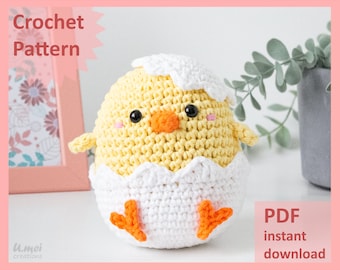 Patron au crochet [PDF] - Poussin dans un oeuf | Poussin Amigurumi | Poussin de Pâques | Yoko poussin