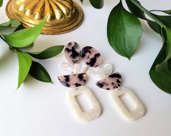 Geometric Earrings, Resin Earrings, Blonde Tortoise Shell Earrings, Lucite Earrings, Shell Earrings, Acrylic Earrings, Statement Earrings