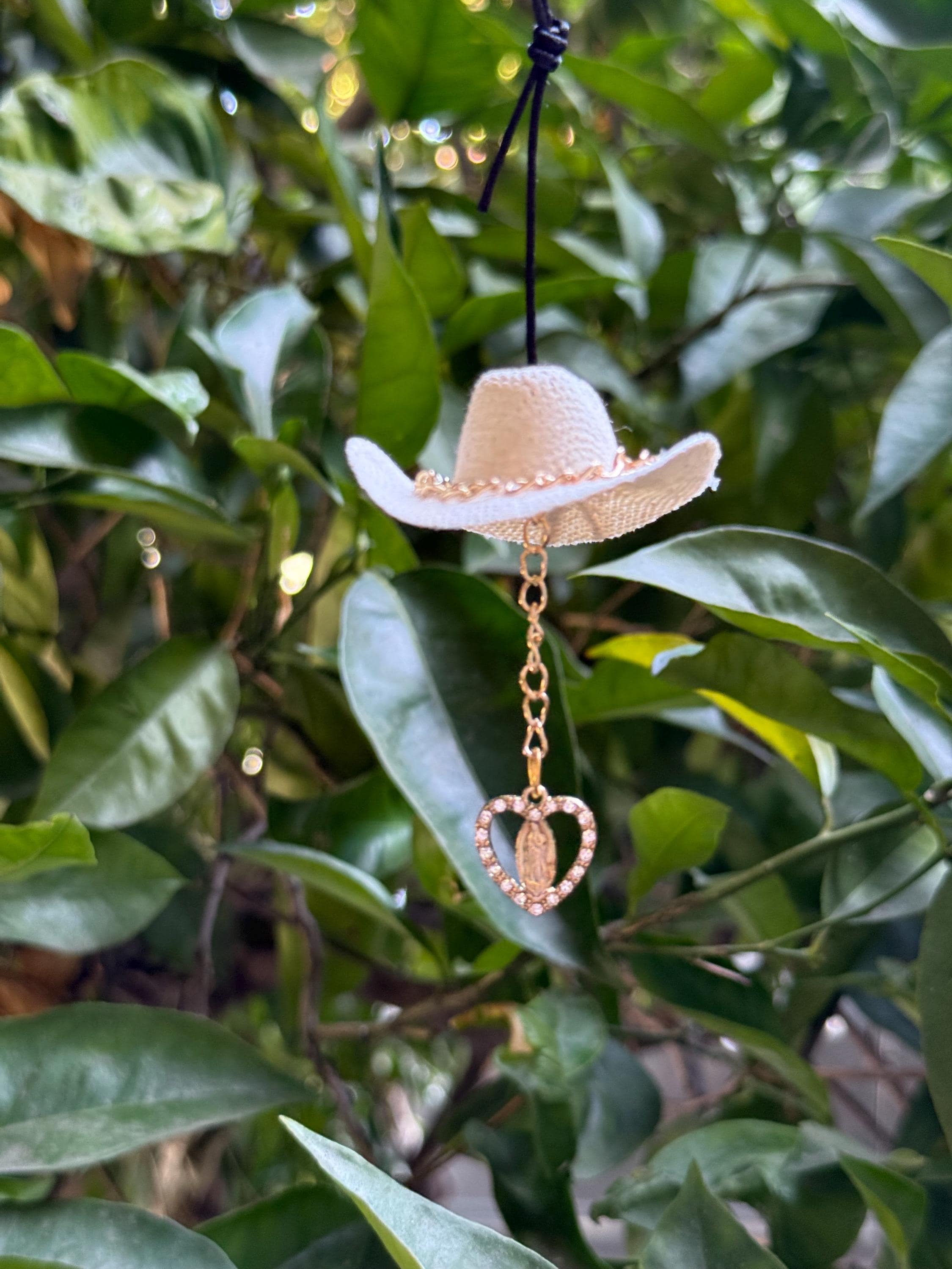 mini sombrero with heart virgencita car hanging accessory