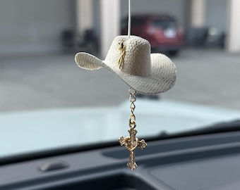 Mini sombrero with rose and crucifix