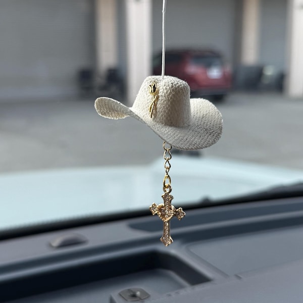 Mini sombrero with rose and crucifix