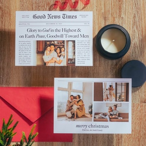 7x5 Newspaper Christian Family Christmas Card Template 2023