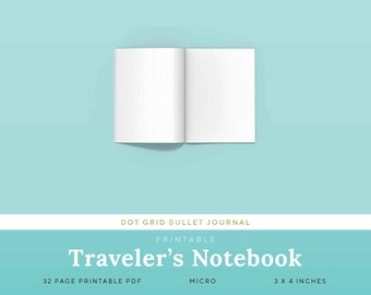 Dot Grid Micro Travelers Notebook Inserts Printable Bullet Journal | PTDG-1200-MC, Instant Download