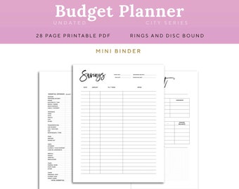 Budget Planner, Mini Binder Pages, Printable Inserts, Expense Register | PBUD-1200-MB, Instant Download