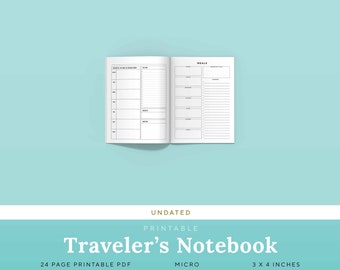 Monthly All-Inclusive Travelers Notebook Insert Micro Notes TN Printable | PTUMTH-1200-MC, Instant Download