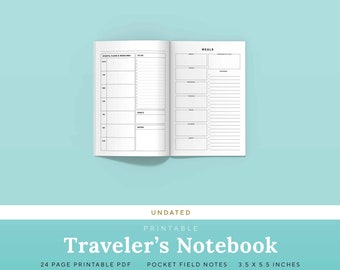 Monthly All-Inclusive Travelers Notebook Insert Pocket Field Notes TN Printable | PTUMTH-1200-PT, Instant Download