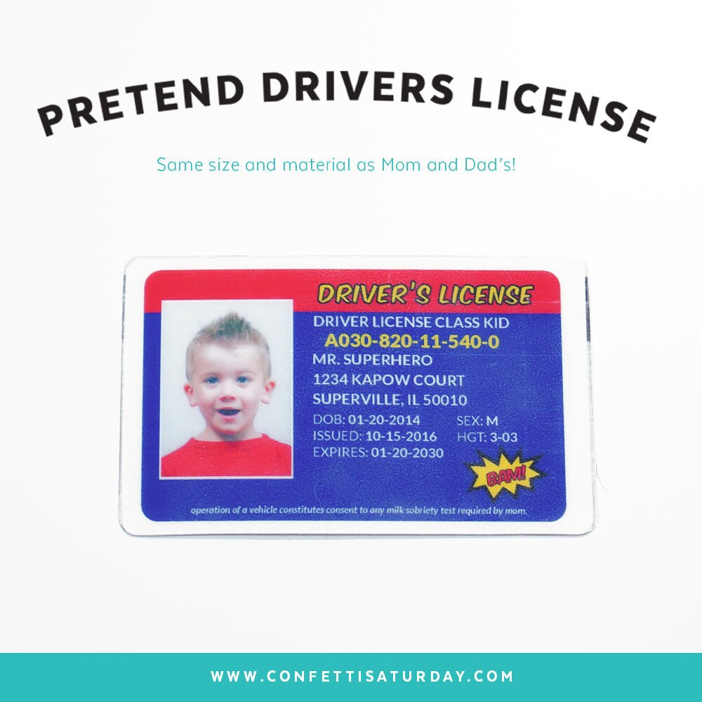 Pretend Drivers License Kids Pretend License Kids ID Kid | Etsy