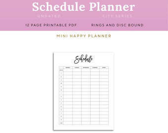 Schedule Planner Page, Printable, Mini Happy Planner, Workday | PSHD-1200-MHP, Instant Download