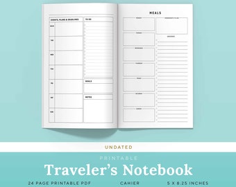 Monthly All-Inclusive Travelers Notebook Insert Cahier Notes TN Printable | PTUMTH-1200-CH, Instant Download
