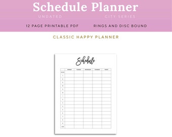 Schedule Planner Page, Printable, Classic Happy Planner, Workday | PSHD-1200-CHP, Instant Download