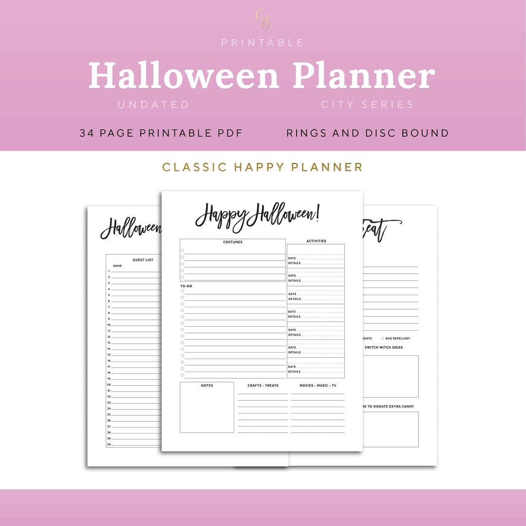 Halloween Planner Pages Classic Happy Planner Discs - Etsy