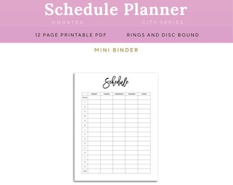 Schedule Planner Page, Printable, Mini Binder, Workday | PSHD-1200-MB, Instant Download