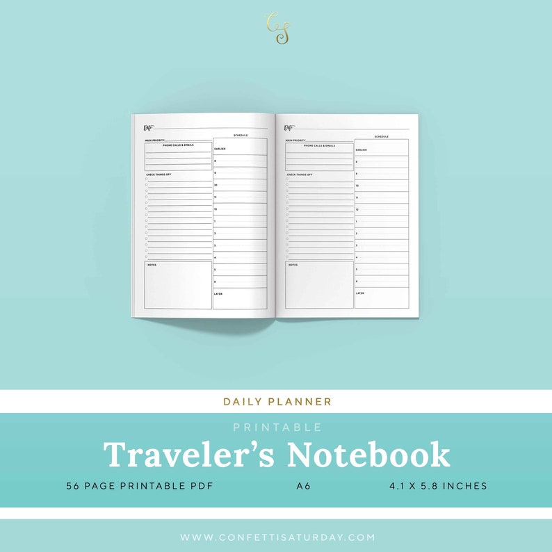 Daily Travelers Notebook Inserts A6 Undated Printable Planner Etsy UK