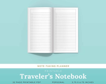 Note-taking Planner Pages Personal Travelers Notebook Insert Printable | PTNT-1200-PR, Instant Download