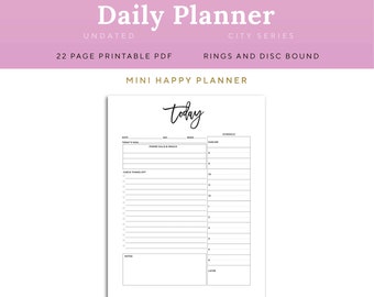 Daily Planner Inserts Printable for Mini Happy Planner Discs, Undated Planner Pages | PDLY-1200-MHP, Instant Download