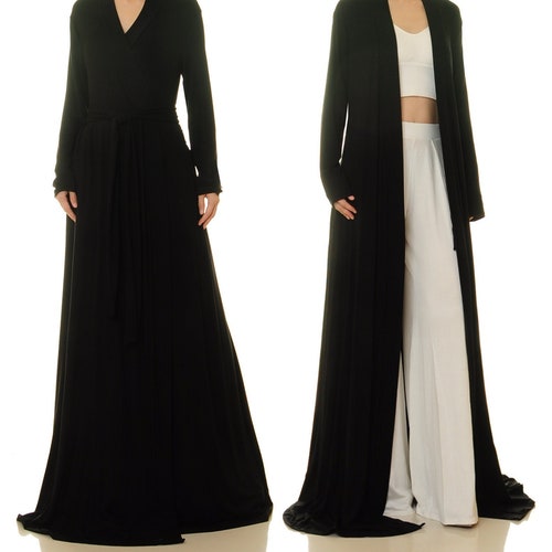 Dressing Gown Wrap Robe Slate Blue Full Length Kimono Etsy