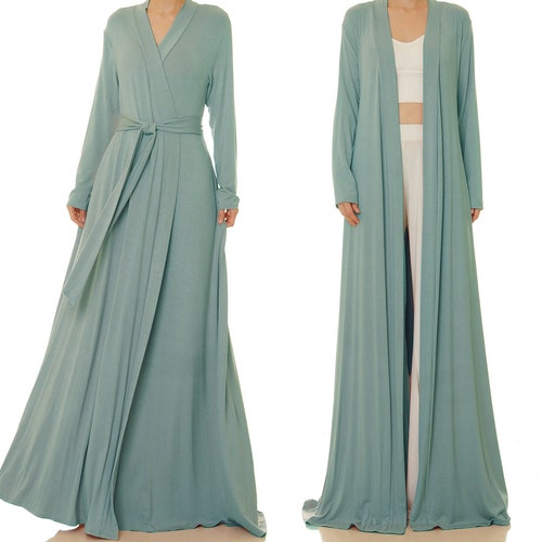 Long Robe Wrap Dress Mint Green Getting Ready Wedding Kimono - Etsy