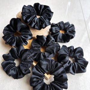 Black Velvet Hair Scrunchies For Girls | Jumbo Ponytail Velvet Hair Tie Bridesmaids Gifts | Wedding Bachelorette Party Bridal Shower Gifts