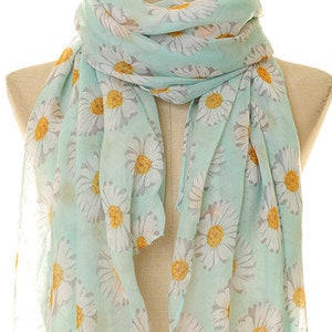 Daisy Scarf | Blue Daisy Infinity Scarf | Floral Scarf | Floral Infinity Scarf | Summer Scarf | Flower Scarf | Hijab Scarf S-217