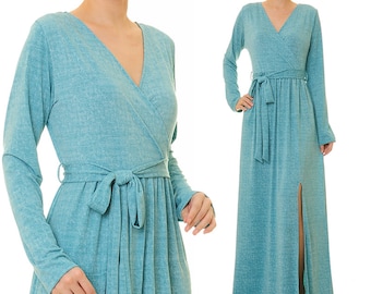 Blue Abaya Maxi Dress | Long Sleeve Maxi Dress | Blue Maxi Dress | Slit Dress | Long Blue Dress| Plus Size Maxi Dress 6271/2046